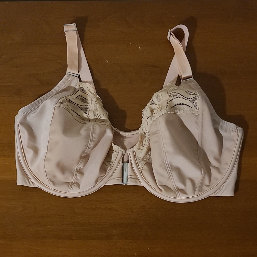 36DDD Bare Front Close Unlined Underwire Bra, Nude